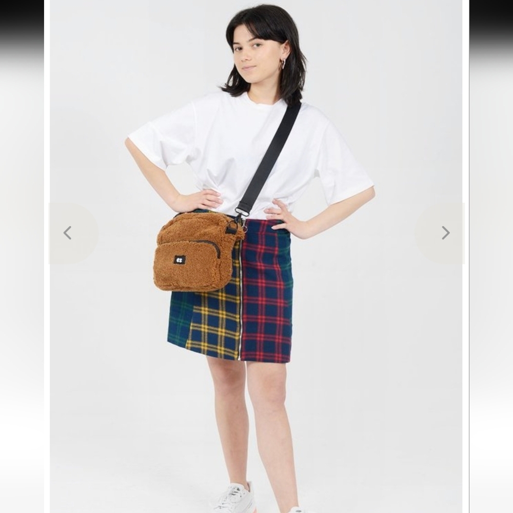 Lazy Oaf Women's Plaid Multi-Color Zipper Front Midi Skirt, Size 26